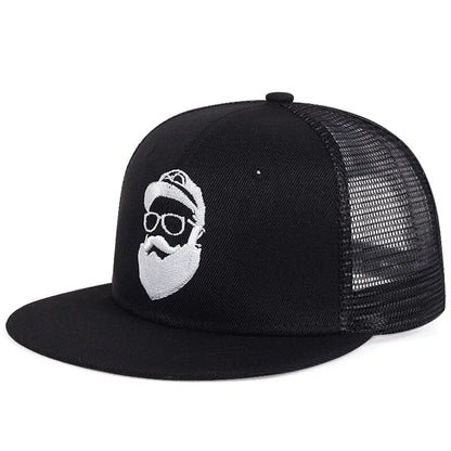 Uncle Beard Embroidery Hip Hop Mesh Snapback Cap