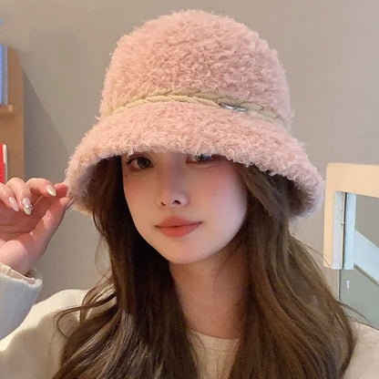 Soft Fleece Knitted Band Bucket Hat