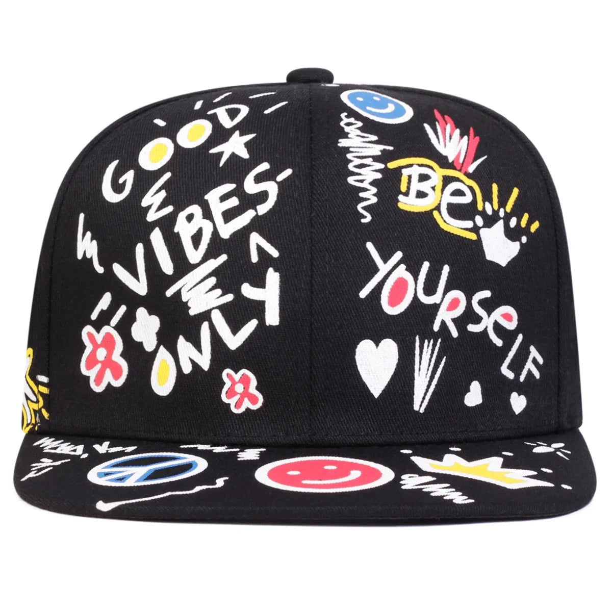 Smiling Graffiti Print Hip Hop Cap