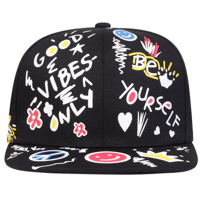 Smiling Graffiti Print Hip Hop Cap